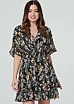 Figure Fixing Abstract Print Dress