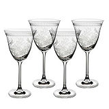 Portmeirion Botanic Garden Set of 4 Etched Glass Wine Glasses